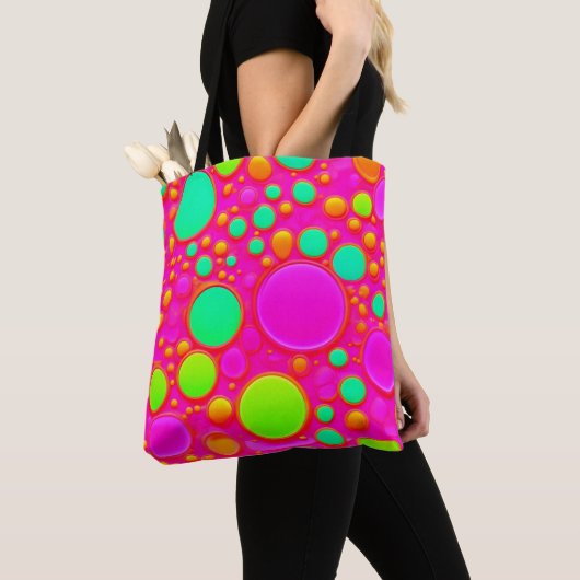 Roze en groene cirkels tote bag (Dichtbij)