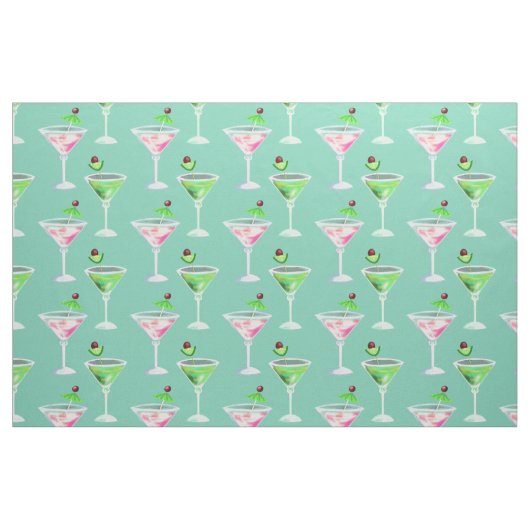 Roze en groene cocktails stof (Fat Quarter)