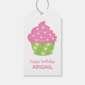 Roze en groene Cupcake Cadeft Label Cadeaulabel (Voorkant)