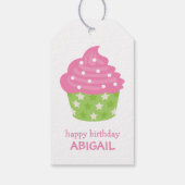 Roze en groene Cupcake Cadeft Label Cadeaulabel (Achterkant)