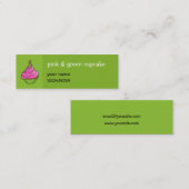 Roze en groene Cupcake, klein Mini Visitekaartje (Voorkant / Achterkant)