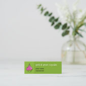 Roze en groene Cupcake, klein Mini Visitekaartje (Staand voorkant)