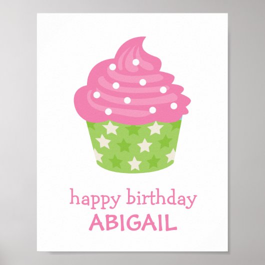Roze en groene Cupcake-Poster Afdrukwanddecor Poster (Voorkant)