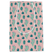 Roze en groene Cute Cactus Patroon Medium Cadeauzakje (Voorkant)