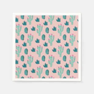 Roze en groene Cute Cactus Patroon Servetten