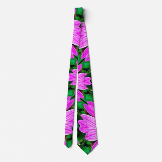 Roze en groene Daisy Pattern Stropdas (Achterkant)