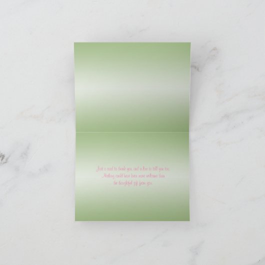 Roze en Groene Damask Dankkaart Bedankkaart (Binnen)