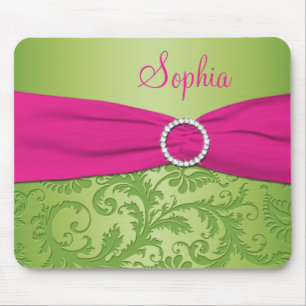 Roze en groene Damask Mousepad Muismat