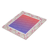 Roze en groene Damask Pattern Lijst Uw Foto Tegeltje (Zijkant)