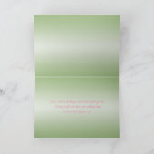 Roze en groene damast bedankkaart met foto (Binnen)