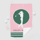 Roze en groene dames golfhanddoek (Insitu)