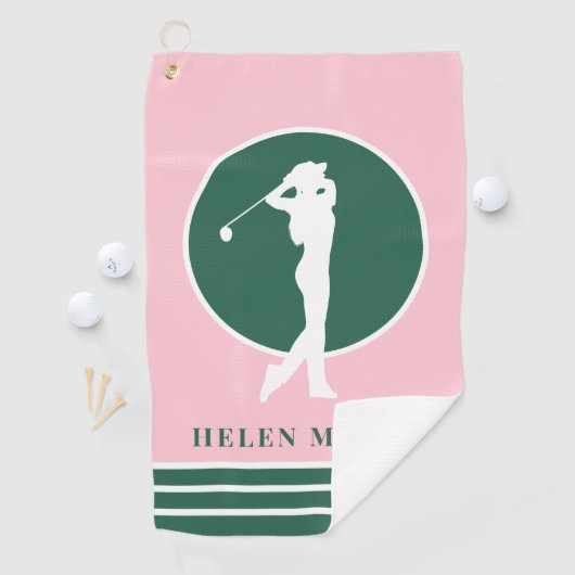 Roze en groene dames golfhanddoek (Insitu)