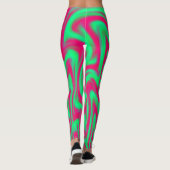 Roze en groene dansende vlammen leggings (Achterkant)