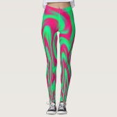 Roze en groene dansende vlammen leggings (Voorkant)