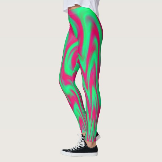 Roze en groene dansende vlammen leggings (Links)