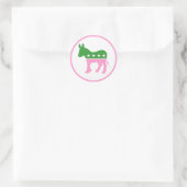 Roze en Groene Democratische Donkey Ronde Sticker (Tas)