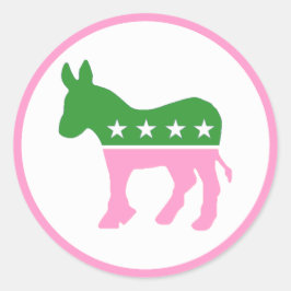 Roze en Groene Democratische Donkey Ronde Sticker