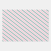 Roze en groene diagonale strepen patroon inpakpapier vel (Voorkant)