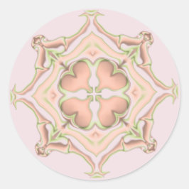 Roze en groene diamant en harten caleidoscoop ronde sticker