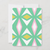 Roze en groene diamant Monogram Note Kaart Notitiekaartje (Achterkant)