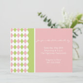 Roze en groene diamanten uitnodiging (Staand voorkant)