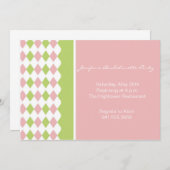 Roze en groene diamanten uitnodiging (Voorkant / Achterkant)