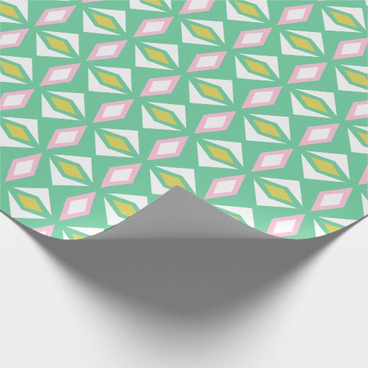 Roze en groene diamanten zomerinpakpapier cadeaupapier (Hoek)