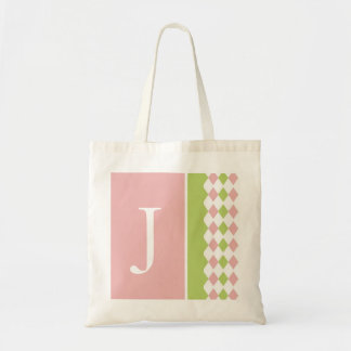 Roze en groene Diamond Monogram Bag Tote Bag