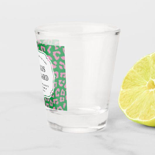 Roze en Groene Dierenprint Bachelorette Party Shot Glas (Rechts)