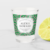 Roze en Groene Dierenprint Bachelorette Party Shot Glas (Voorkant)