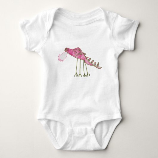 Roze en groene dragon Baby Bodysuit (Voorkant)