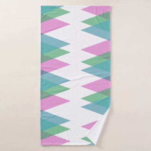 Roze en groene driehoeken badhanddoek (Badhanddoek)