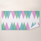 Roze en groene driehoeken badhanddoek (Badhanddoek)
