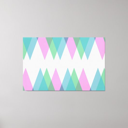 Roze en groene driehoeken canvas afdruk (Voorkant)