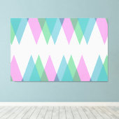 Roze en groene driehoeken canvas afdruk (Insitu (Houten vloer))