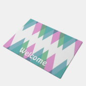 Roze en groene driehoeken deurmat (Schuin)