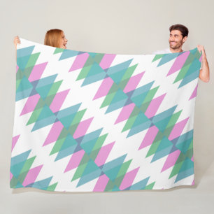 Roze en groene driehoeken fleece deken