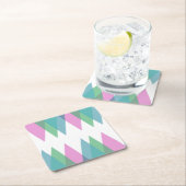 Roze en groene driehoeken kartonnen onderzetters (Insitu)