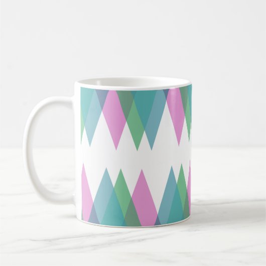 Roze en groene driehoeken koffiemok (Links)