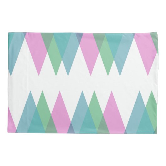 Roze en groene driehoeken kussensloop (Achterkant)