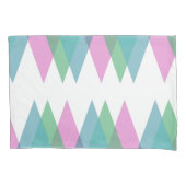 Roze en groene driehoeken kussensloop (Voorkant)