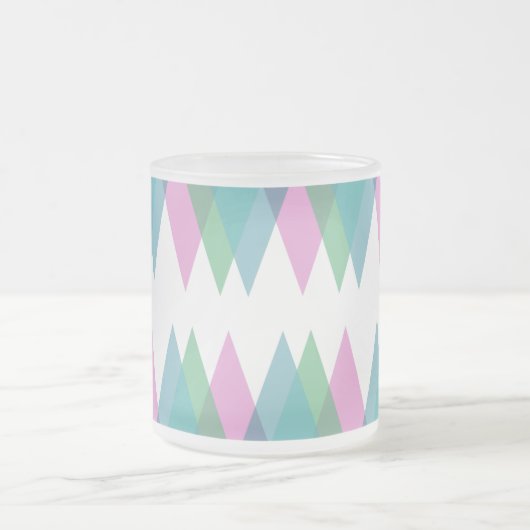 Roze en groene driehoeken matglas koffiemok (Center)