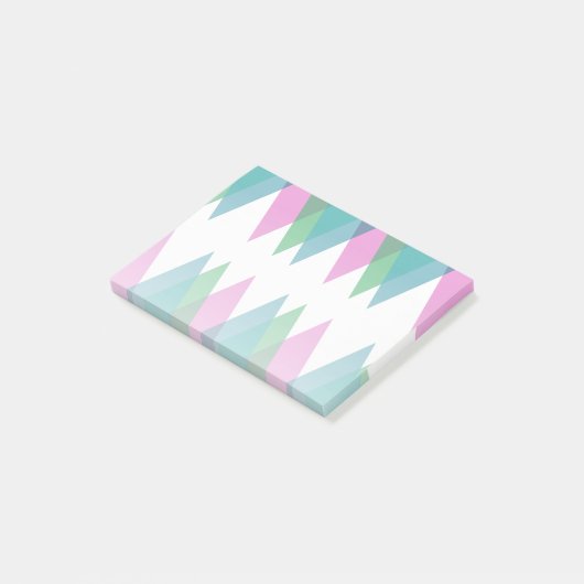 Roze en groene driehoeken post-it® notes (Schuin)