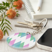 Roze en groene driehoeken sleutelhanger (Voorkant Rechts)