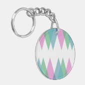 Roze en groene driehoeken sleutelhanger (Voorkant Links)