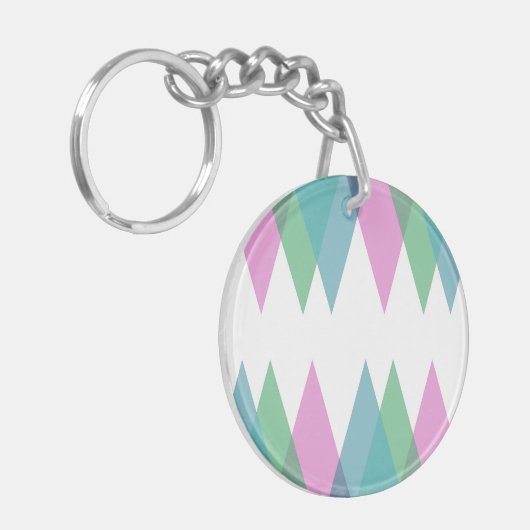 Roze en groene driehoeken sleutelhanger (Voorkant Links)