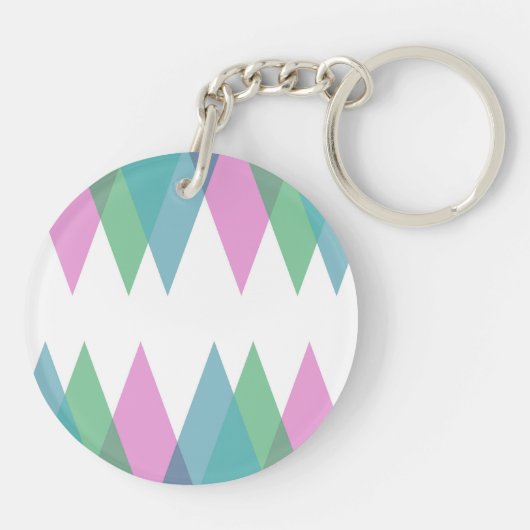 Roze en groene driehoeken sleutelhanger (Achterkant)