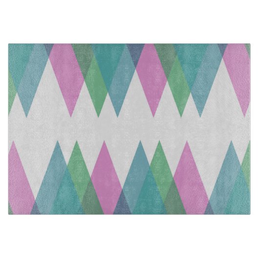 Roze en groene driehoeken snijplank (Voorkant)