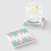 Roze en groene driehoeken stenen onderzetter (Zijkant)