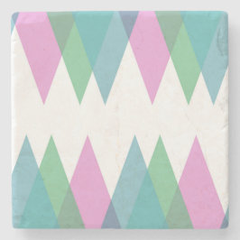 Roze en groene driehoeken stenen onderzetter